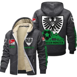 SC Preussen Munster Bundesliga Lamb Flecee Coat SPO116037, Gift For Fan SC Preussen Munster - Dark Gray