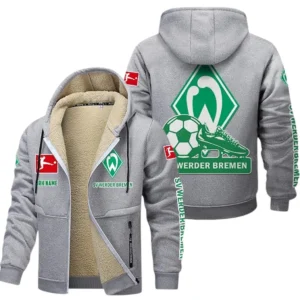 Werder Bremen Bundesliga Lamb Flecee Coat SPO116038, Gift For Fan Werder Bremen - Light Gray