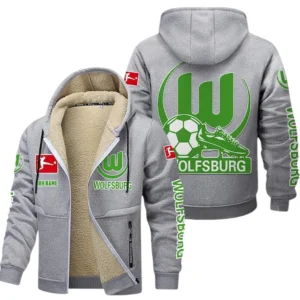 VfL Wolfsburg Bundesliga Lamb Flecee Coat SPO116039, Gift For Fan VfL Wolfsburg - Light Gray