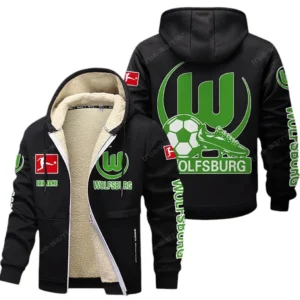 VfL Wolfsburg Bundesliga Lamb Flecee Coat SPO116039, Gift For Fan VfL Wolfsburg - Black