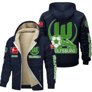 VfL Wolfsburg Bundesliga Lamb Flecee Coat SPO116039, Gift For Fan VfL Wolfsburg - Navy