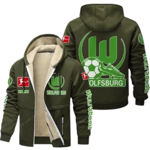 VfL Wolfsburg Bundesliga Lamb Flecee Coat SPO116039, Gift For Fan VfL Wolfsburg - Army Green
