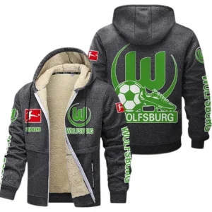 VfL Wolfsburg Bundesliga Lamb Flecee Coat SPO116039, Gift For Fan VfL Wolfsburg - Dark Gray