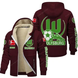 VfL Wolfsburg Bundesliga Lamb Flecee Coat SPO116039, Gift For Fan VfL Wolfsburg - Burgundy