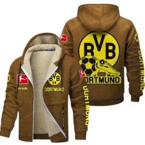 Borussia Dortmund Bundesliga Lamb Flecee Coat SPO116040, Gift For Fan Borussia Dortmund - Brown