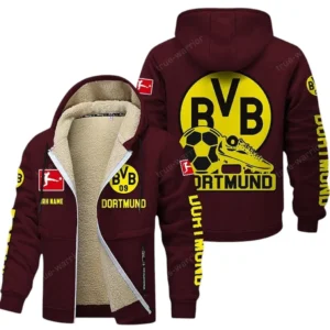 Borussia Dortmund Bundesliga Lamb Flecee Coat SPO116040, Gift For Fan Borussia Dortmund - Burgundy