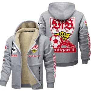 VfB Stuttgart Bundesliga Lamb Flecee Coat SPO116041, Gift For Fan VfB Stuttgart - Light Gray