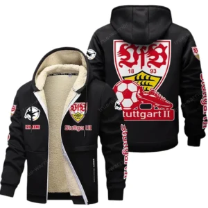 VfB Stuttgart Bundesliga Lamb Flecee Coat SPO116041, Gift For Fan VfB Stuttgart - Black