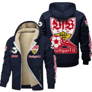VfB Stuttgart Bundesliga Lamb Flecee Coat SPO116041, Gift For Fan VfB Stuttgart - Navy