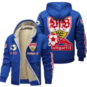 VfB Stuttgart Bundesliga Lamb Flecee Coat SPO116041, Gift For Fan VfB Stuttgart - Blue