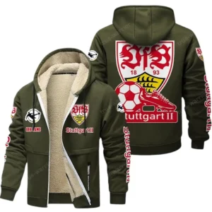 VfB Stuttgart Bundesliga Lamb Flecee Coat SPO116041, Gift For Fan VfB Stuttgart - Army Green