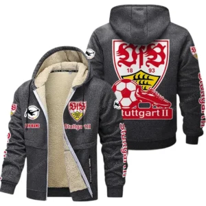 VfB Stuttgart Bundesliga Lamb Flecee Coat SPO116041, Gift For Fan VfB Stuttgart - Dark Gray