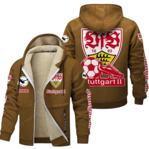 VfB Stuttgart Bundesliga Lamb Flecee Coat SPO116041, Gift For Fan VfB Stuttgart - Brown