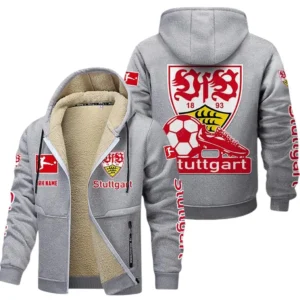 VfB Stuttgart Bundesliga Lamb Flecee Coat SPO116046, Gift For Fan VfB Stuttgart - Light Gray