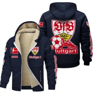 VfB Stuttgart Bundesliga Lamb Flecee Coat SPO116046, Gift For Fan VfB Stuttgart - Navy