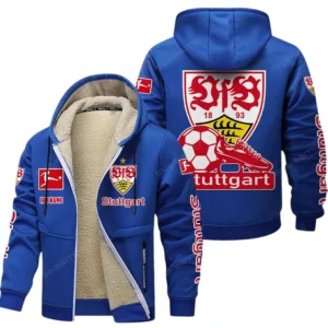 VfB Stuttgart Bundesliga Lamb Flecee Coat SPO116046, Gift For Fan VfB Stuttgart - Blue