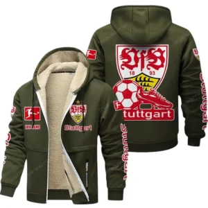 VfB Stuttgart Bundesliga Lamb Flecee Coat SPO116046, Gift For Fan VfB Stuttgart - Army Green