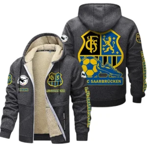 1. FC Saarbrucken Bundesliga Lamb Flecee Coat SPO116048, Gift For Fan 1. FC Saarbrucken - Dark Gray