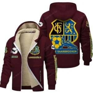 1. FC Saarbrucken Bundesliga Lamb Flecee Coat SPO116048, Gift For Fan 1. FC Saarbrucken - Burgundy