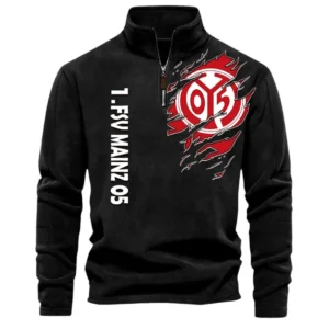 FSV Mainz 05 Bundesliga Half Zip Stand up Collar Hoodie SPO1316008, Gift For Fan FSV Mainz 05 - Black