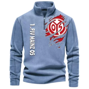 FSV Mainz 05 Bundesliga Half Zip Stand up Collar Hoodie SPO1316008, Gift For Fan FSV Mainz 05 - Blue