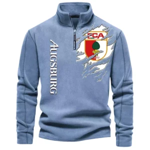 FC Augsburg Bundesliga Half Zip Stand up Collar Hoodie SPO1316034, Gift For Fan FC Augsburg - Blue