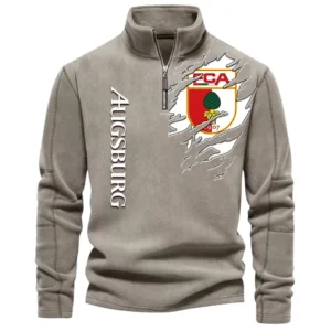 FC Augsburg Bundesliga Half Zip Stand up Collar Hoodie SPO1316034, Gift For Fan FC Augsburg - Khaki