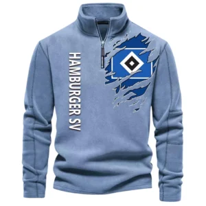 Hamburger SV Bundesliga Half Zip Stand up Collar Hoodie SPO1316035, Gift For Fan Hamburger SV - Blue