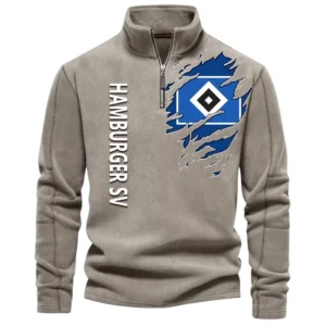 Hamburger SV Bundesliga Half Zip Stand up Collar Hoodie SPO1316035, Gift For Fan Hamburger SV - Khaki