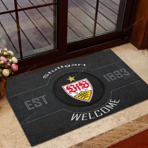 VfB Stuttgart Bundesliga Doormat SPO148009, Gift For Fan VfB Stuttgart - Black