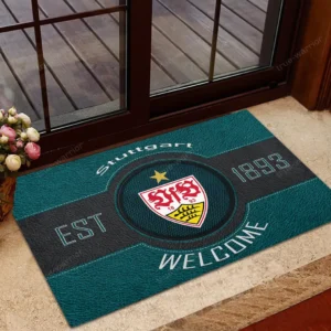 VfB Stuttgart Bundesliga Doormat SPO148009, Gift For Fan VfB Stuttgart - Cyan