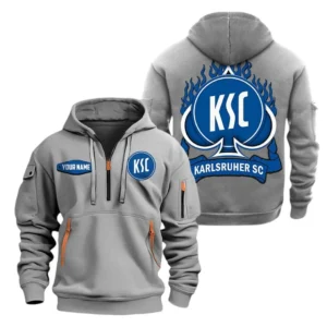 Karlsruher SC Bundesliga Hoodie Half Zipper SPO1516012, Gift For Fan Karlsruher SC - Gray