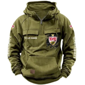 VfB Stuttgart Bundesliga Tactical Quarter Zip Hoodie SPO1616006, Gift For Fan VfB Stuttgart - Army Green
