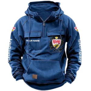VfB Stuttgart Bundesliga Tactical Quarter Zip Hoodie SPO1616006, Gift For Fan VfB Stuttgart - Dark Blue