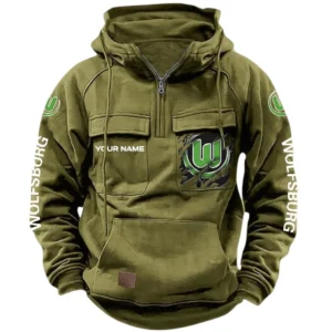 VfL Wolfsburg Bundesliga Tactical Quarter Zip Hoodie SPO1616007, Gift For Fan VfL Wolfsburg - Army Green
