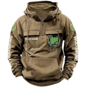 VfL Wolfsburg Bundesliga Tactical Quarter Zip Hoodie SPO1616007, Gift For Fan VfL Wolfsburg - Khaki