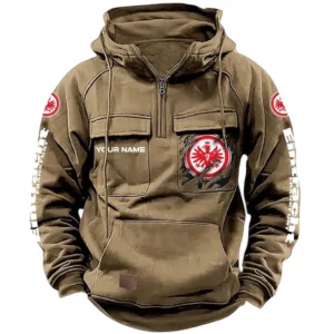 Eintracht Frankfurt Bundesliga Tactical Quarter Zip Hoodie SPO1616008, Gift For Fan Eintracht Frankfurt - Khaki