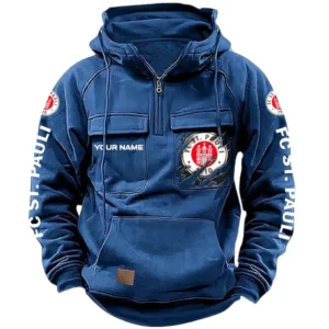 St. Pauli Bundesliga Tactical Quarter Zip Hoodie SPO1616010, Gift For Fan St. Pauli - Dark Blue