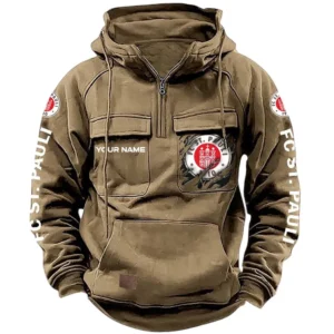 St. Pauli Bundesliga Tactical Quarter Zip Hoodie SPO1616010, Gift For Fan St. Pauli - Khaki