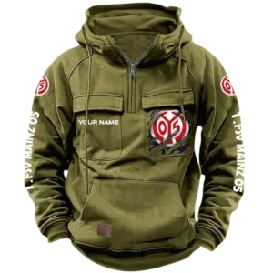 FSV Mainz 05 Bundesliga Tactical Quarter Zip Hoodie SPO1616011, Gift For Fan FSV Mainz 05 - Army Green