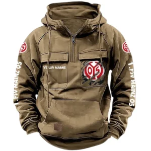 FSV Mainz 05 Bundesliga Tactical Quarter Zip Hoodie SPO1616011, Gift For Fan FSV Mainz 05 - Khaki