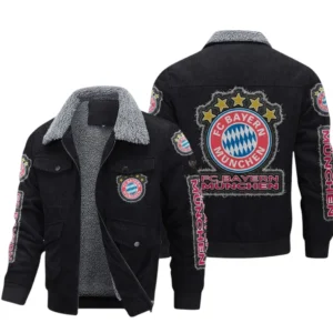 Bayern Munich Bundesliga Thickened Corduroy Jacket SPO178001, Gift For Fan Bayern Munich - Black