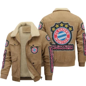 Bayern Munich Bundesliga Thickened Corduroy Jacket SPO178001, Gift For Fan Bayern Munich - Khaki