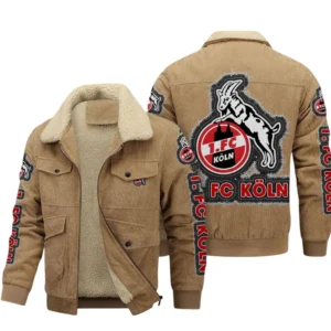 FC Koln Bundesliga Thickened Corduroy Jacket SPO178031, Gift For Fan FC Koln - Khaki