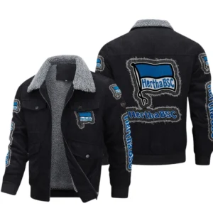 Hertha BSC Bundesliga Thickened Corduroy Jacket SPO178032, Gift For Fan Hertha BSC - Black