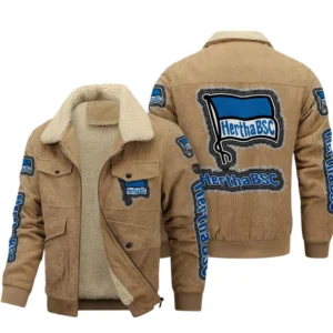 Hertha BSC Bundesliga Thickened Corduroy Jacket SPO178032, Gift For Fan Hertha BSC - Khaki