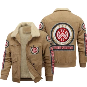 SV Wehen Wiesbaden Bundesliga Thickened Corduroy Jacket SPO178050, Gift For Fan SV Wehen Wiesbaden - Khaki