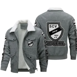 SC Verl Bundesliga Thickened Corduroy Jacket SPO178053, Gift For Fan SC Verl - Gray