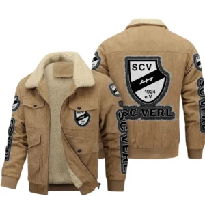SC Verl Bundesliga Thickened Corduroy Jacket SPO178053, Gift For Fan SC Verl - Khaki