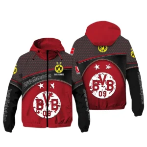 Borussia Dortmund Bundesliga Windbreaker Jacket SPO208001, Gift For Fan Borussia Dortmund - Red Black